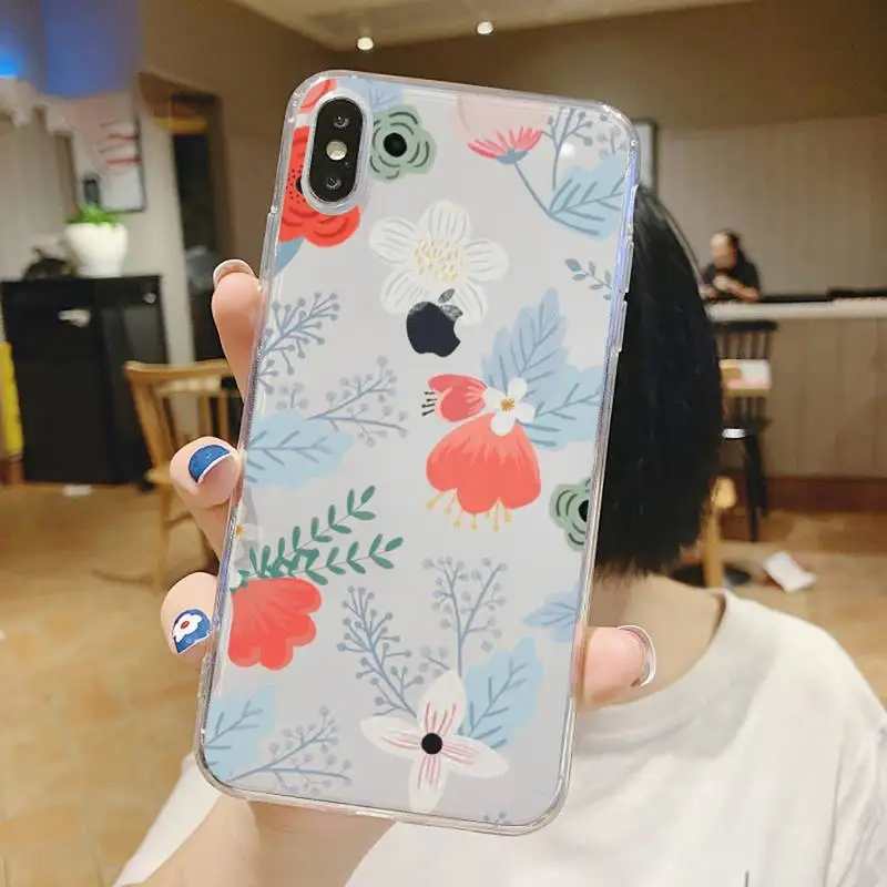 

Retro Flower Romantic pattern Phone Cases Transparent for iPhone 6 7 8 11 12 s mini pro X XS XR MAX Plus