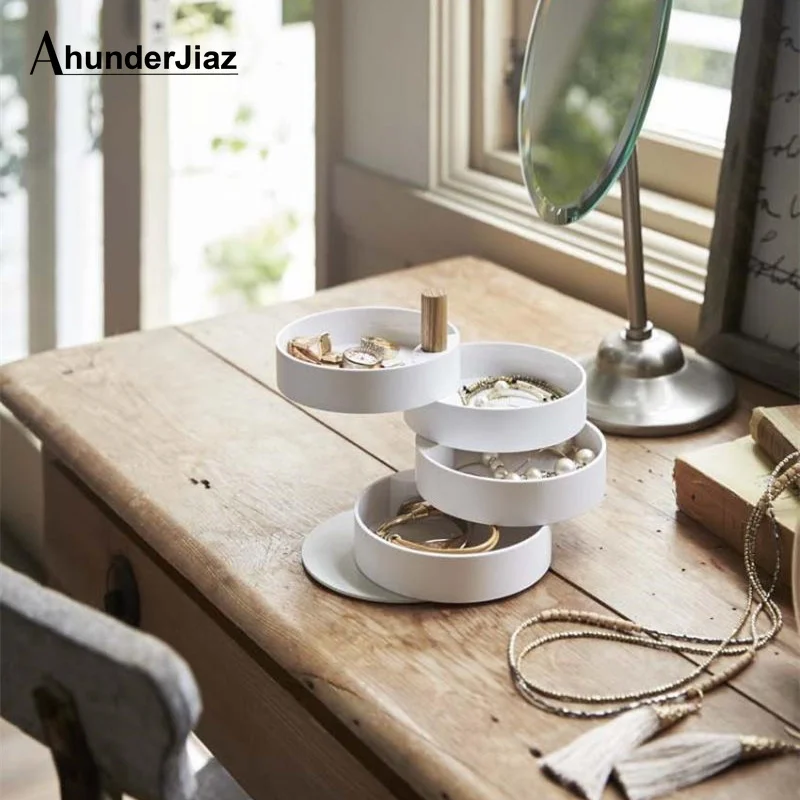 

Nordic Creative Round Jewelry Storage Box for Women, 4-Layer, Rotatable Jewelry Accessory, Storage Tray, Home Decor, Gift