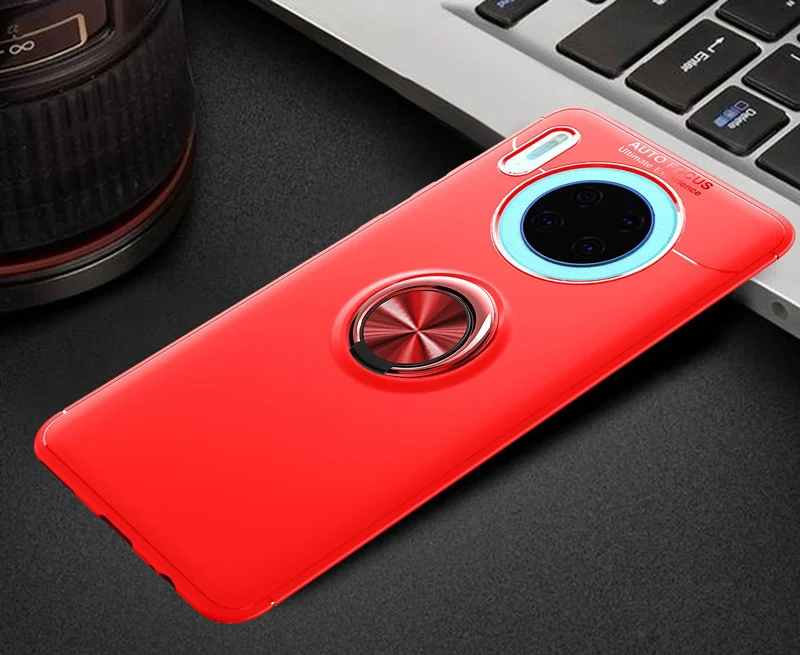 Чехол для huawei mate 30 20 Pro Lite X P30 Магнитный Кронштейн кольцо для пальца мягкий чехол для huawei mate 30pro 20X Nova 4e чехол - Цвет: Red