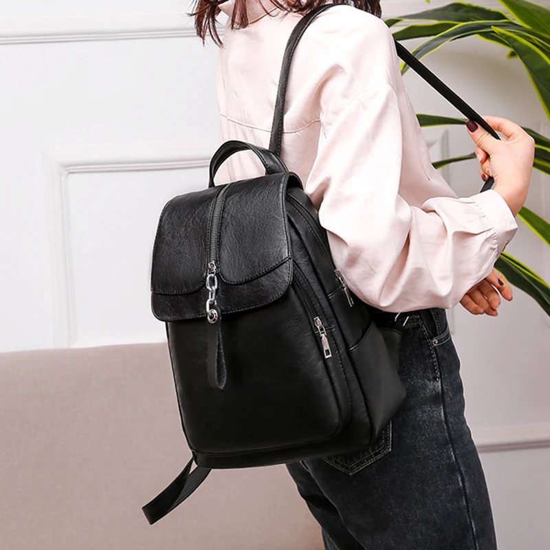 

Fashion Women Pu Leather Backpack High Quality Backbag Travel Shoulder Bag Anti-theft Female Rucksack Mujer Mochilas Knapsack