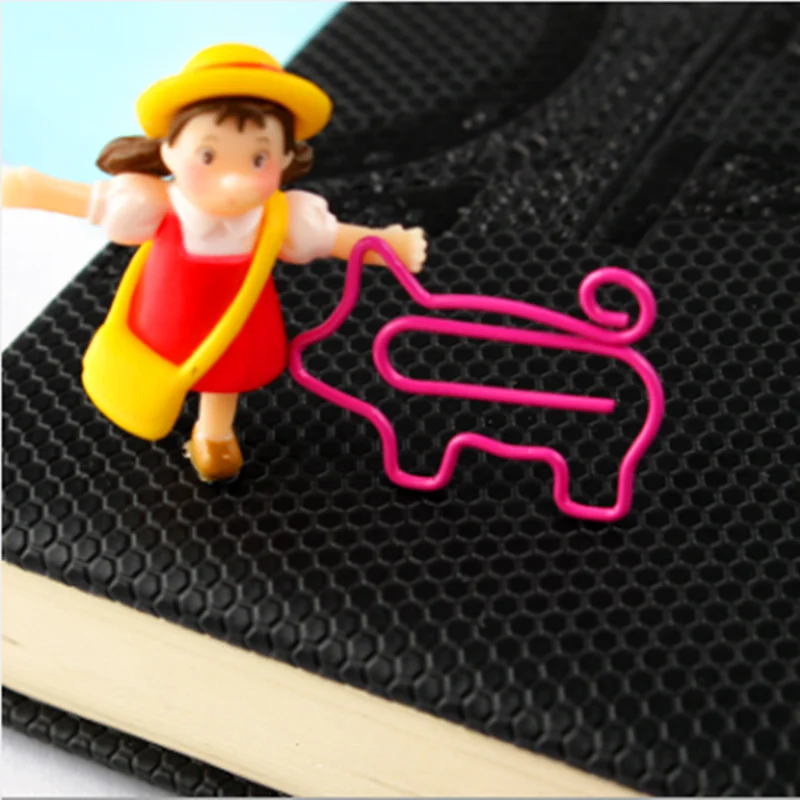 

10pcs/pack Cute Pig Pink Bookmark Mini Paper Clip Hollow Out Metal Binder Clips Photos Tickets Notes Letter