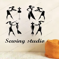 atelier decorsewing studio tailorwall decalsewing fabric sewing thread set sewing elastic window stickerhandmade yw 704
