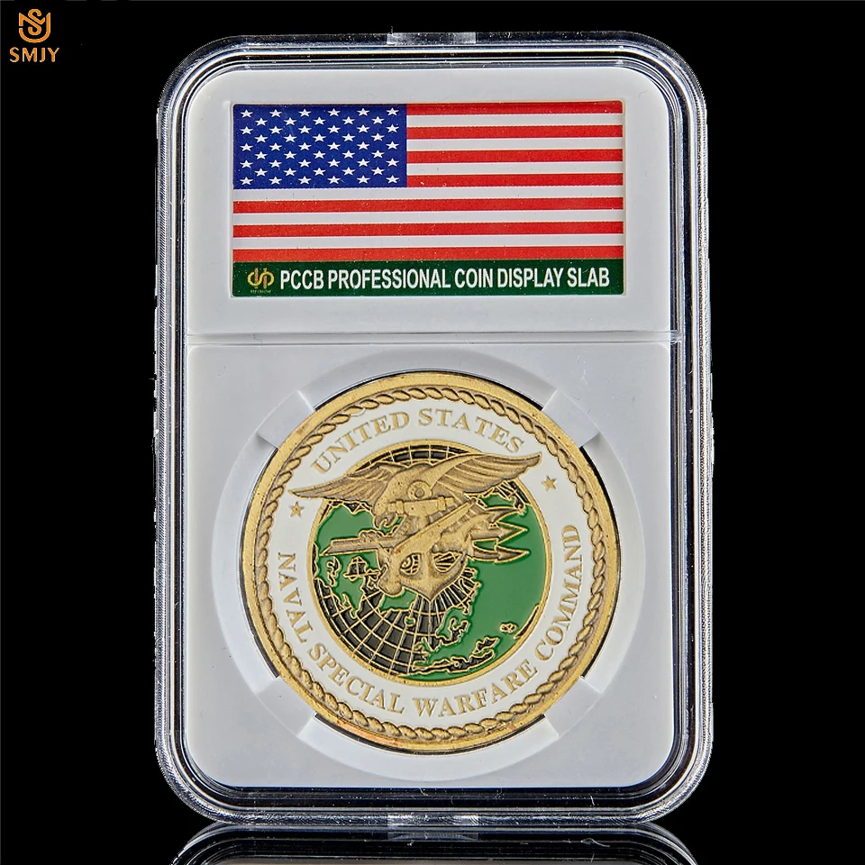 

U.S. Naval Special Warfare Command USA Free Eagle Military Challenge Coin Sea Land Air Seal Commando Token Coin W/PCCB