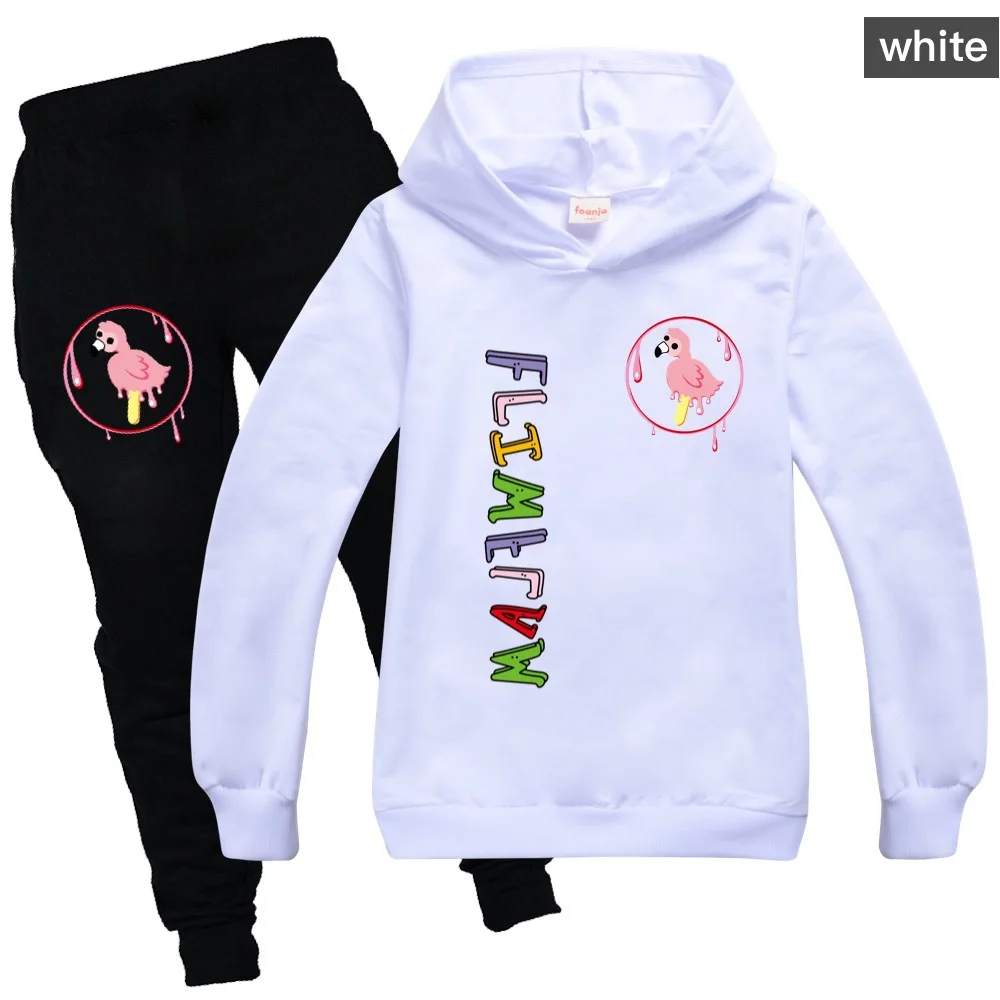 

2020 Summer Fashion Flamingo Flim Flam Boys Sweatershirt + Casual Pants Suit Girls Clothing Set Boy Clothes School Kids Outfit