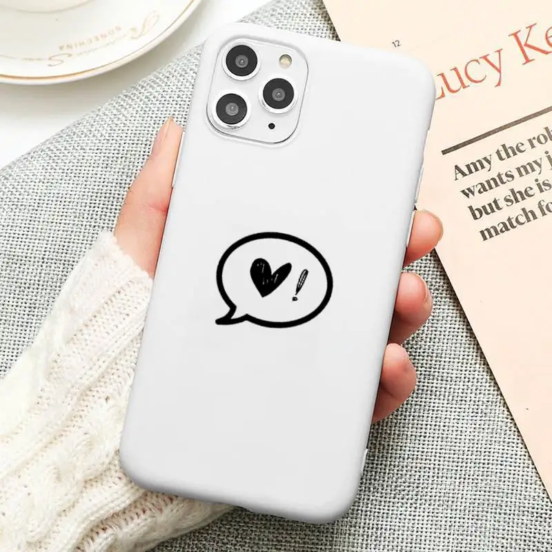 

lack Simple Lines Love Heart Phone Case Candy Color for iPhone 6 6S 7 8 11 12 XS X SE 2020 XR mini pro Plus MAX funda