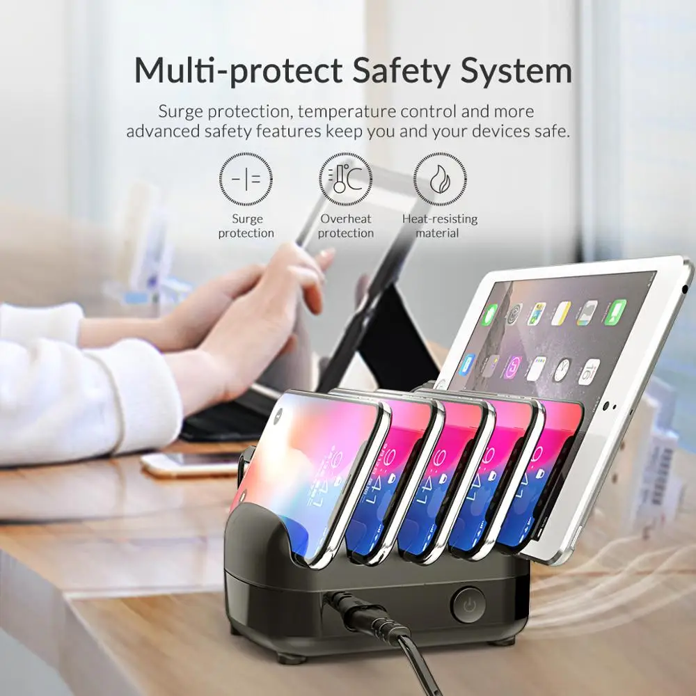 Зарядная Станция ORICO USB док станция с держателем 40 Вт 5V2.4A * 5 usb кабель для зарядки