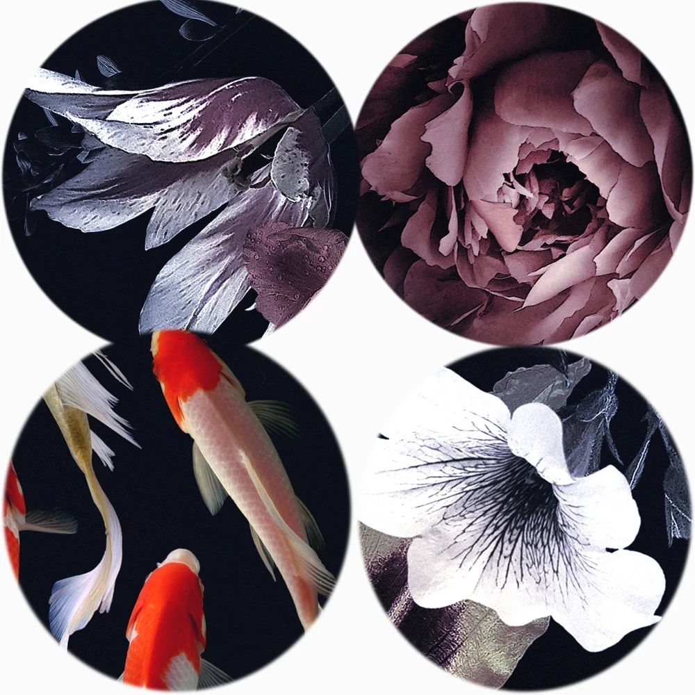 

DK-ART Wall Art Painting Prints on Canvas Wall Goldfish and peony Flowers Picture Modern Home Wall Decorative Pictures Cuadros
