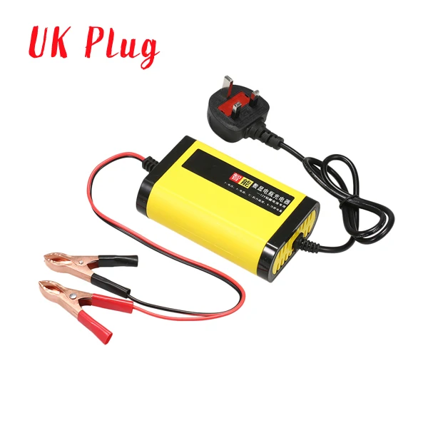 UK Plug Полностью автоматическое автомобильное зарядное устройство для мотоцикла 12 В 2A Smart 3 этапа свинцово-кислотный AGM гелевый Интеллектуальный ЖК-дисплей - Цвет: UK Plug