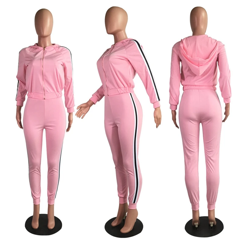 

Autumn Casual Two Piece Set Tracksuit Women Sportswear Long Sleeve Hoddie Top and Pants Set Club 2 Piece Sweat Suit Pink Outfits