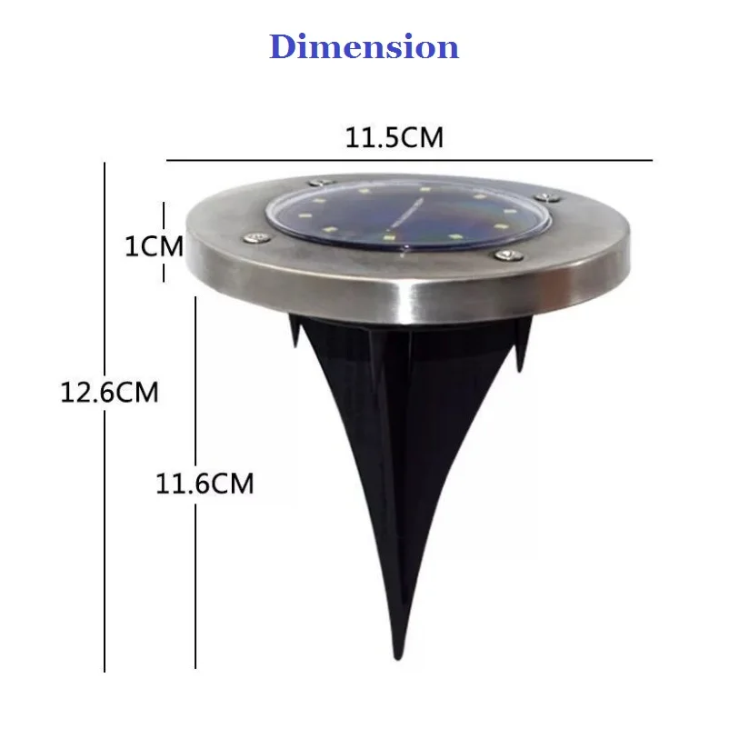 Светодиодный светильник для газона на солнечной батарее из нержавеющей стали