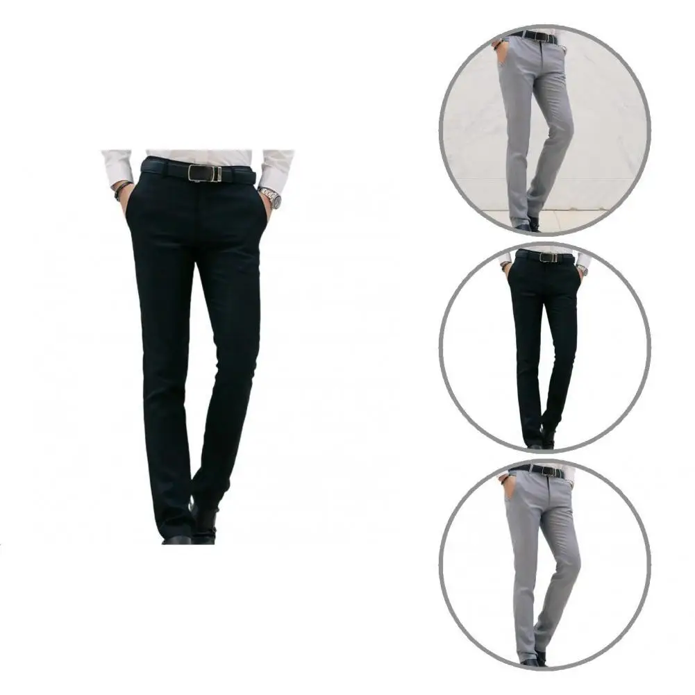 

Stylish Winter Men Pants Thicken Business Mid Waist Straight Men Suit Pants Winter Trousers Male Suit Pants