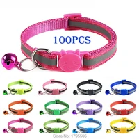 100pcs pet cat collar bell reflective adjustable easy wear buckle dog collar bells lovely cat necklace pet supplies cat accessor