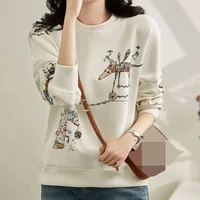 womens cotton sweater loose spring new trend korean fashion all match thin round neck jacket jacket sweatshirt casual