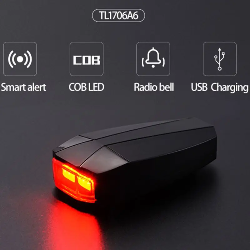 Велосипедный задний светильник + Противоугонная сигнализация USB зарядка