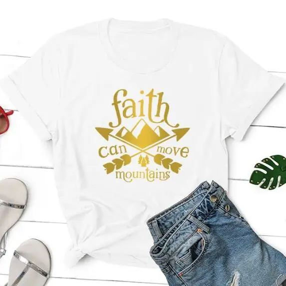 Вера может свернуть горы унисекс футболка с человеком горный Кристиан Футболка