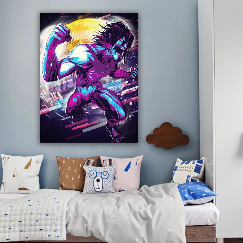 

Modern Wall Art Attack on Titan Japan Anime Canvas Painting Home Decor Eren Jaeger Poster Living Room Modular Pictures Framework
