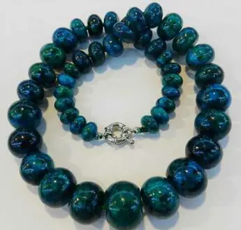 

Charming!! 10-20mm Azurite Gemstone Phoenix Stone Roundel Beads Necklace
