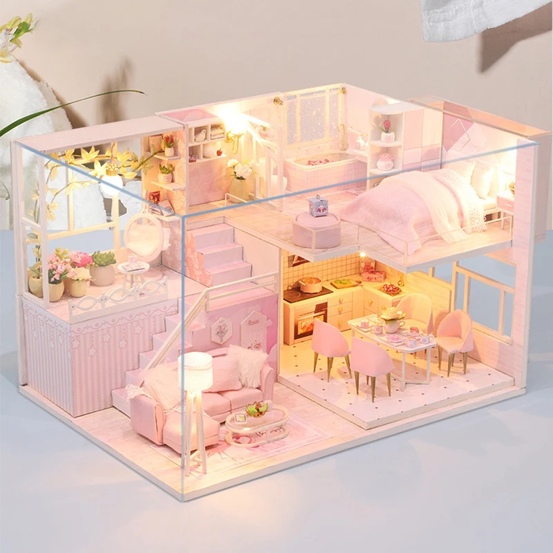 big doll houses mini dollhouse building kits miniature furniture little house wooden toys diy house accessories gifts mini doll free global shipping