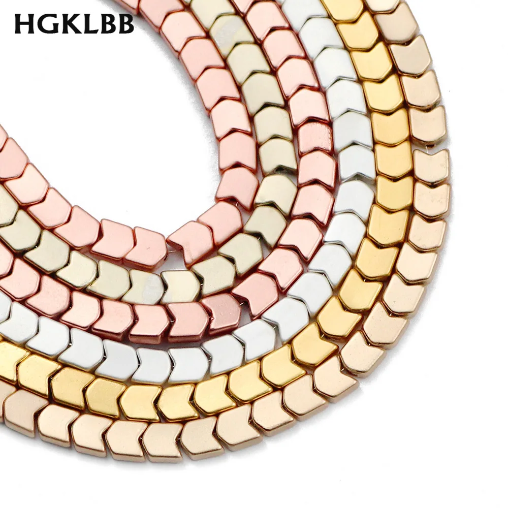 HGKLBB 4 мм 100 шт матовые золотые Серебрянные натуральные стрела с камнями гематит