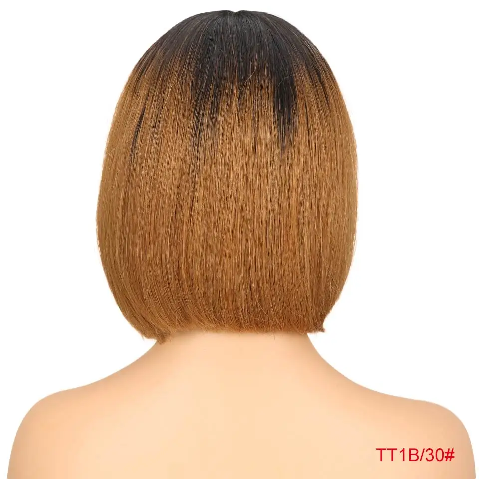 T1B 30 Rebecca bob парики на кружеве для черных женщин перуанские короткие парики из человеческих волос Омбре человеческие волосы парик Средняя часть 1" - Цвет волос: T1B 30