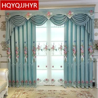 european luxury chenille embroidered villa curtains for living room high quality voile curtains for the bedroom windows drapes