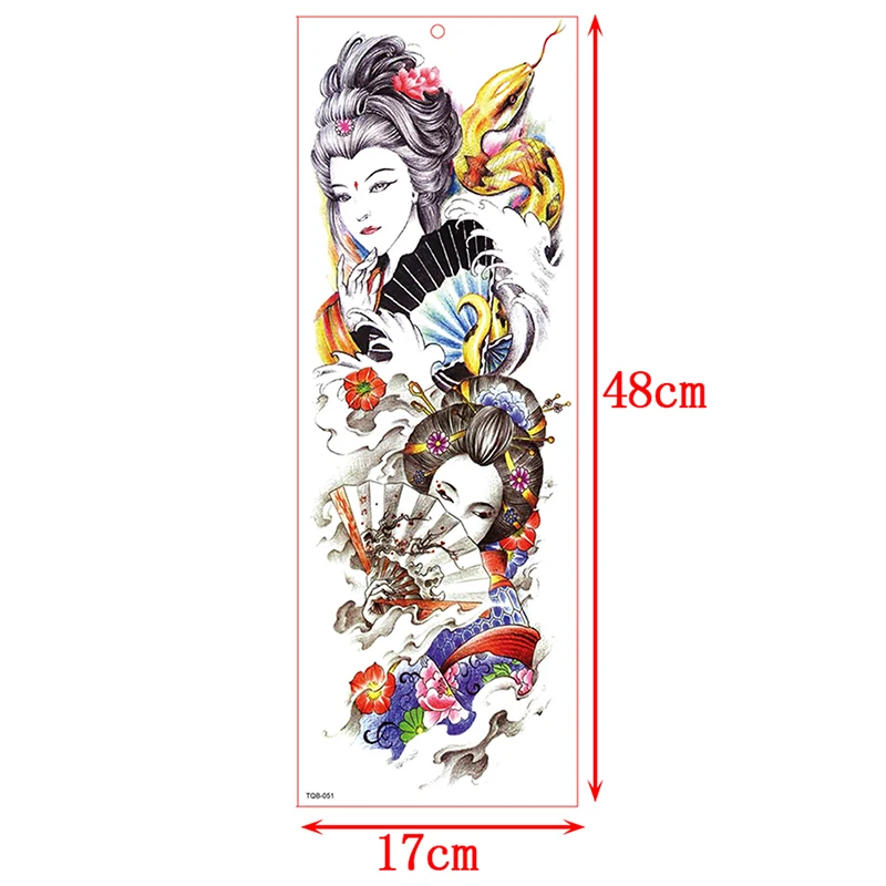 

48cm x 17cm Waterproof Full Arm Large Skull Old School Tatoo Stickers Temporary Tattoo Sticker Flash Fake Tattoos for Men Women