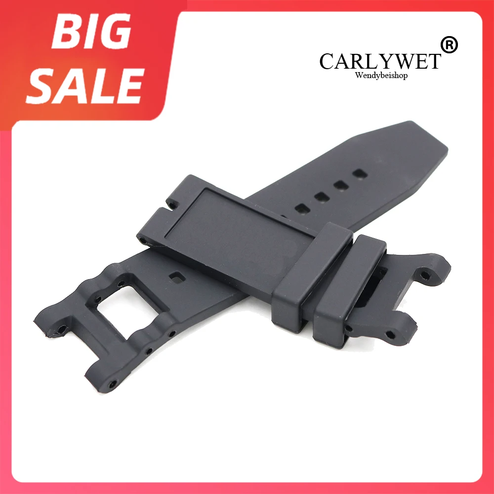 

CARLYWET 28 мм Высококачественный роскошный черный водонепроницаемый резиновый сменный ремешок для часов, ремешок для Invicta Subaqua Noma 3