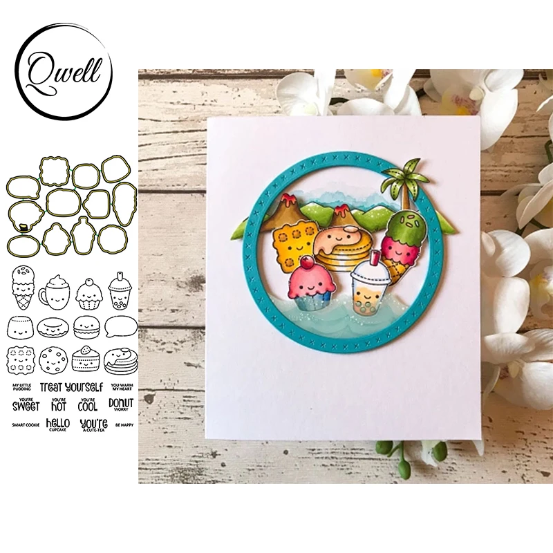 QWELL десерт Humburge металла резки штампы матч чистые марки с днем рождения DIY Скрапбукинг Ремесло карты создание шаблон 2020