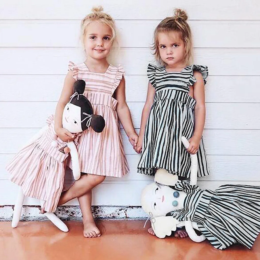 Fashion Summer Cute Newborn Baby Kids Girls Overalls Dress Leisure Stripe Toddler Clothes Dresses Party Girl vestido | Детская одежда и
