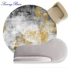 SunnyRain, 1 предмет, серый и годен, абстрактный круглый ковер для спальни, коврики и ковер для гостиной, Детский ковер