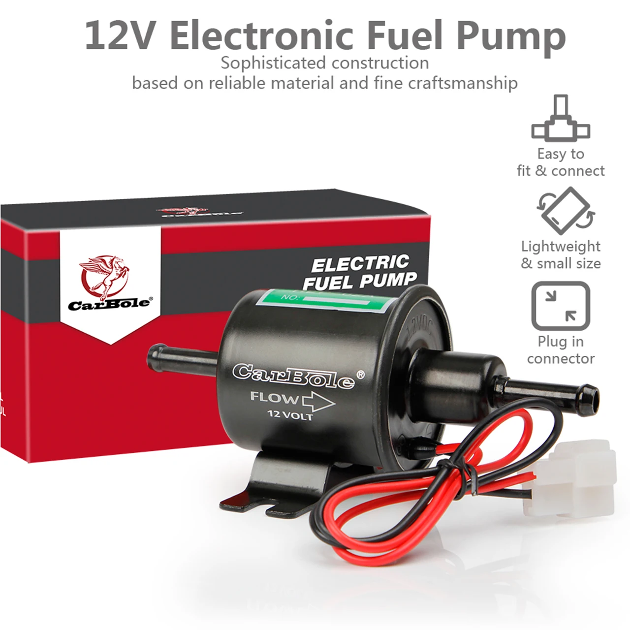 

CarBole 12v Electric Fuel pump 4-7PSI Universal Oil Pump Compatible with All 12 Volt Cars , Trucks , Boats & Generators