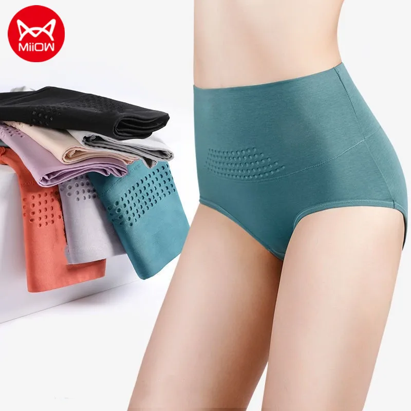 

3 шт., женские хлопковые трусы с завышенной талией
