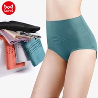 miiow 3pcs anion antibacterial womens panties pure cotton high waist underwear women graphene briefs breather shaping shorts