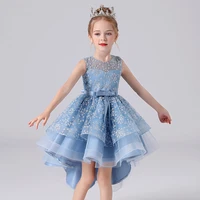 fashion lace flower girls dresses for wedding evening children princess party bow puffy ball gown prom pageant dress for girls