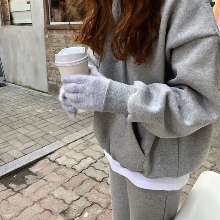 Женский костюм-двойка с капюшоном на флисе осень/зиму