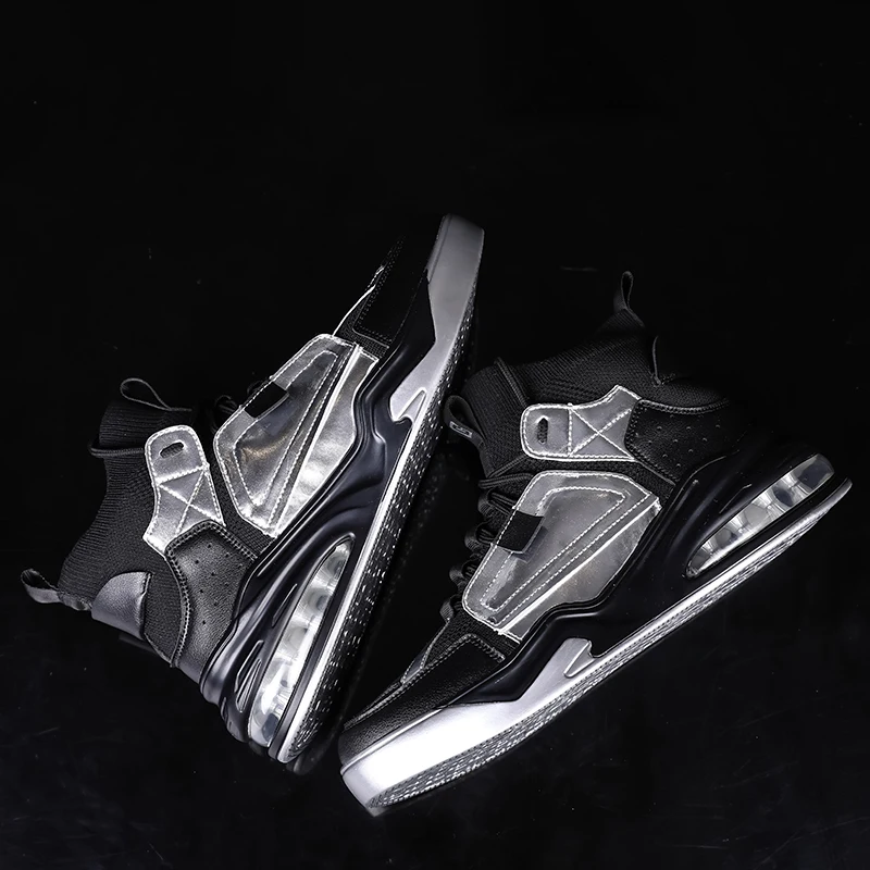 RUIFF New men shoes High Frequency Reflective Air Cushion Sports Shoes high-top mens basketball Silver sneakers | Спорт и