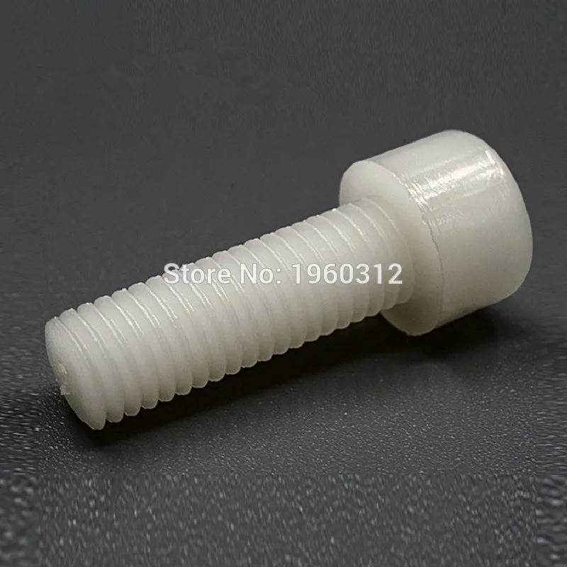 1000pcs/Lot DIN912 M3 M4 M5 x 6/8/10//12/15/20/25/30/35/40 White Plastic Screw Nylon Bolt Hexagon Hex Socket Head Cap Screws |