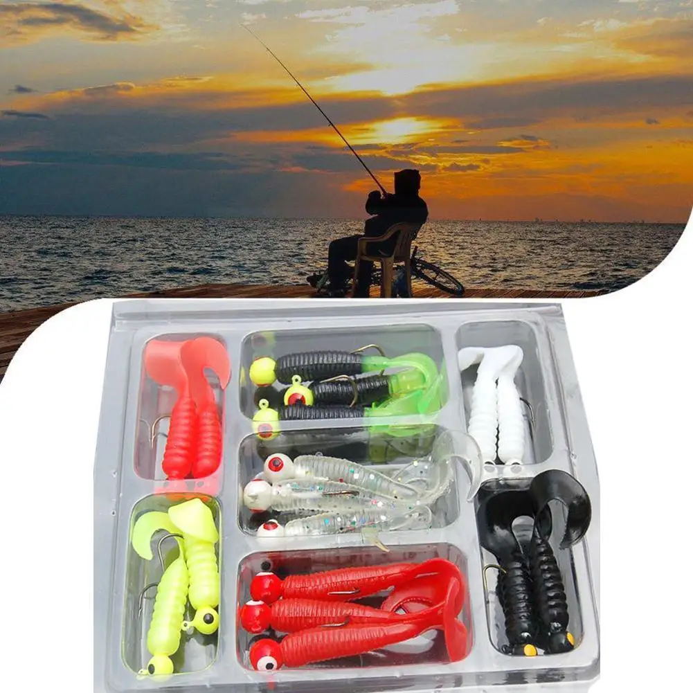 

17pcs Luya Soft Soft Fish Bait Set Double Hook Mixed Luya Fishing Seawater Bait Wobbler Fishing Bass Wobbler Universal Fish Y3k9