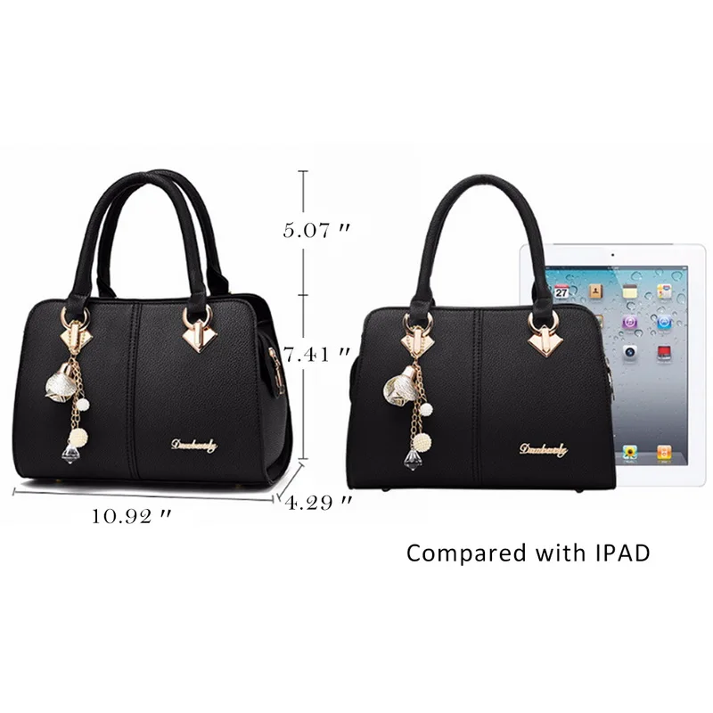 

New Fashion Women Handbags Tassel PU Leather Totes Top-handle Embroidery Shoulder Crossbody Bag Lady Simple Style Hand Bag