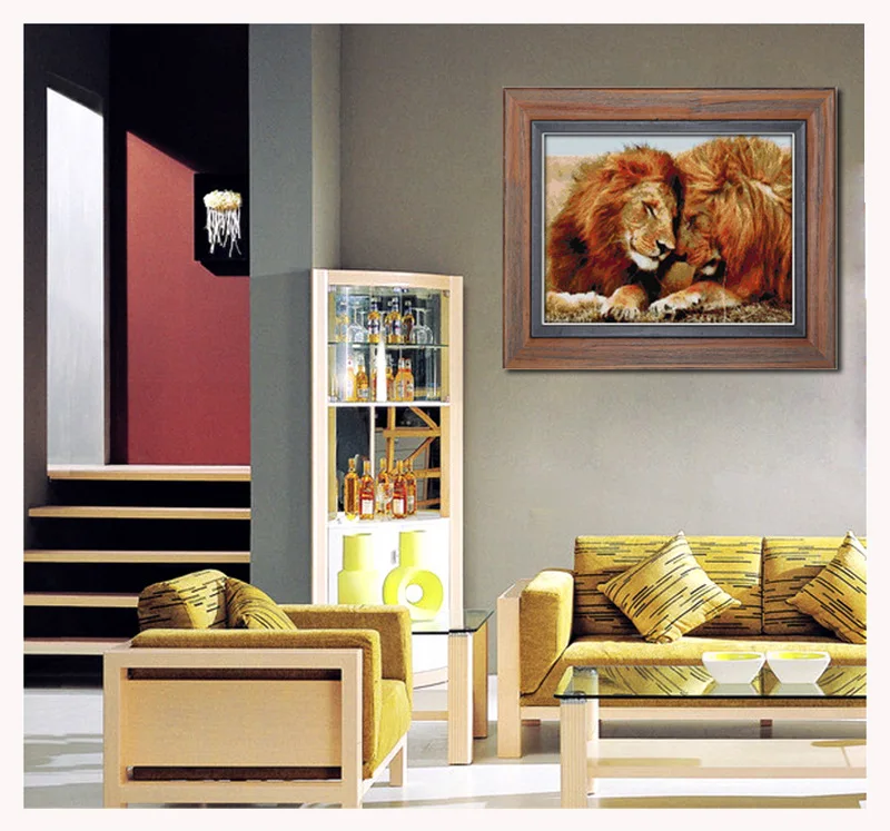 Набор для вышивки львами и пар крестиком DMC|embroidery work|embroidery customcanvas digital camera bag |