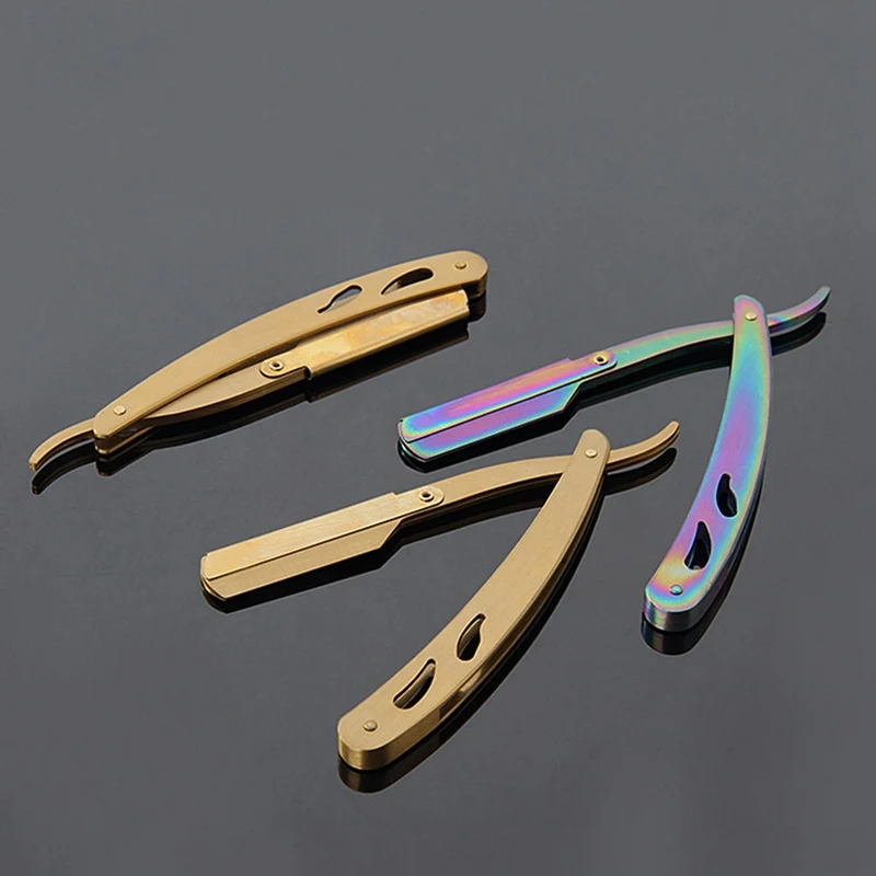 1 комплект Цветные Титановые мужские прямые бритвы складной нож для бритья