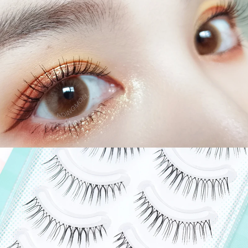 

YOKPN японские накладные ресницы с Острым Хвостом натуральные короткие накладные ресницы Черный Коричневый студенческий макияж завивка реал...