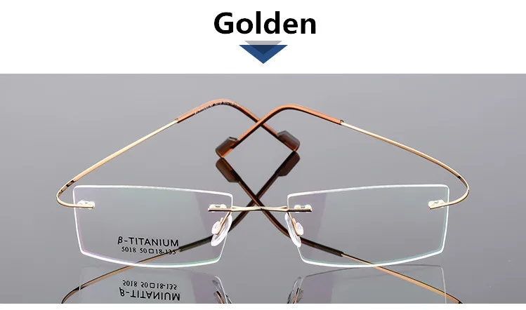 C4 Golden Классические мужские чистые титановые ультралегкие очки без оправы оптическая Оправа очков для близорукости ультралегкие титановые очки без оправы - Цвет оправы: C4 Golden