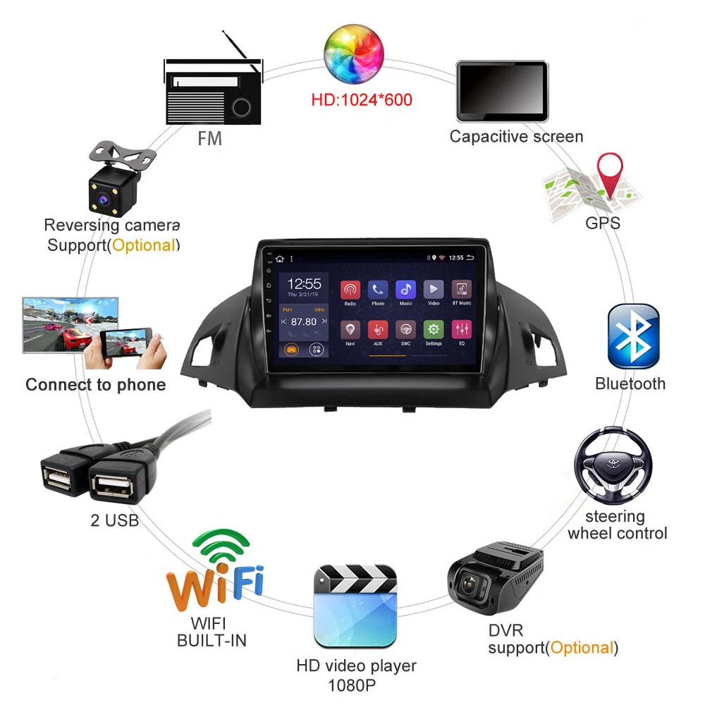 radio coche for Ford kuga autoradio android car multimedia DVD player 2013 2014 2015 2016 2017 8 core 2 32G no 2din and GPS Navi |