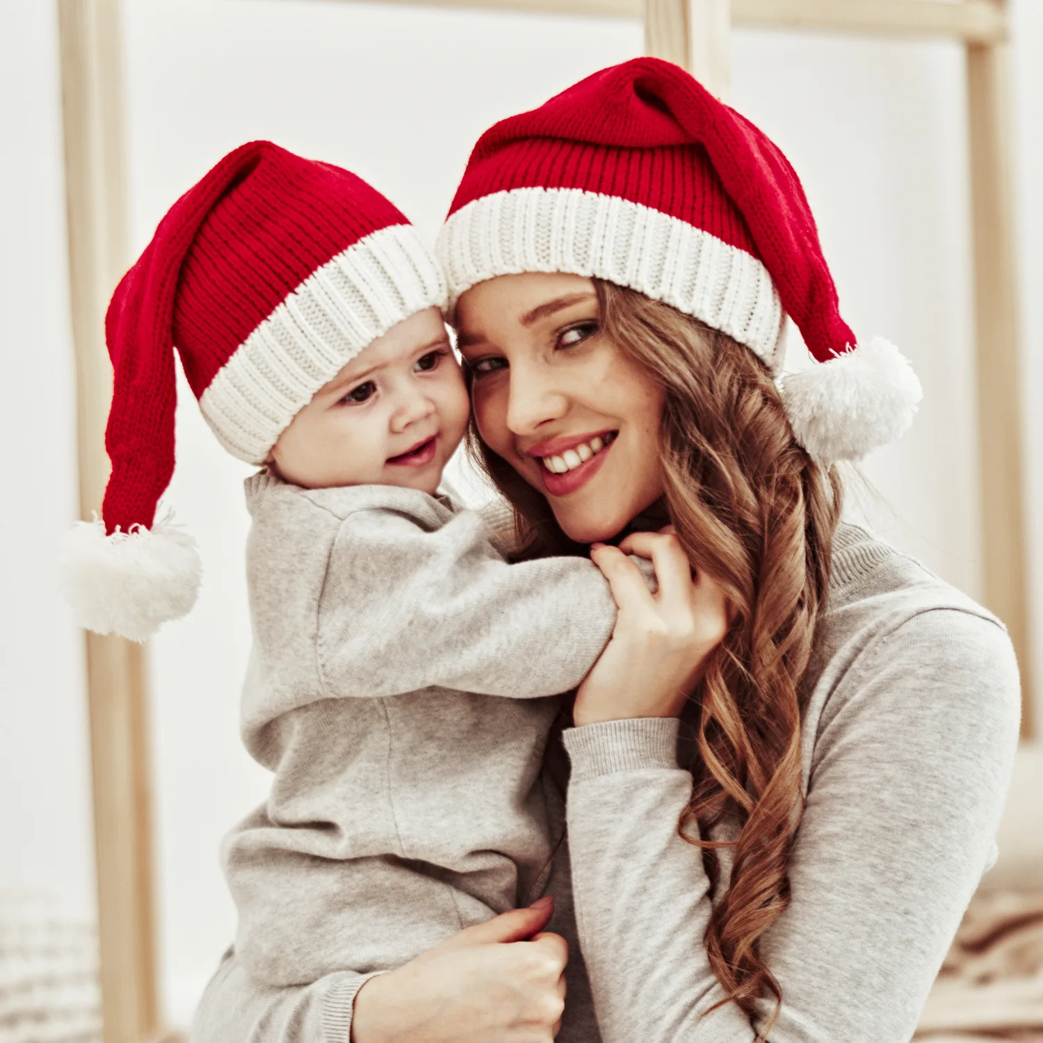 

Merry Christmas Hat Milu Deer New Year Navidad Cap Snowman Outwear Hat Knitting Family Christmas Party Hats Baby Kids Cap