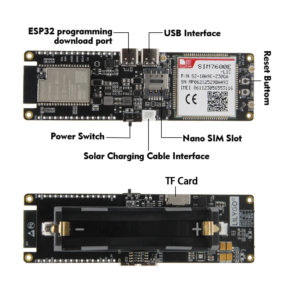 Лилиго®USB-модуль TTGO T-SIM7600E-L1C 4G LTE CAT4 чип ESP32 WiFi Bluetooth 18650 держатель батареи Солнечная