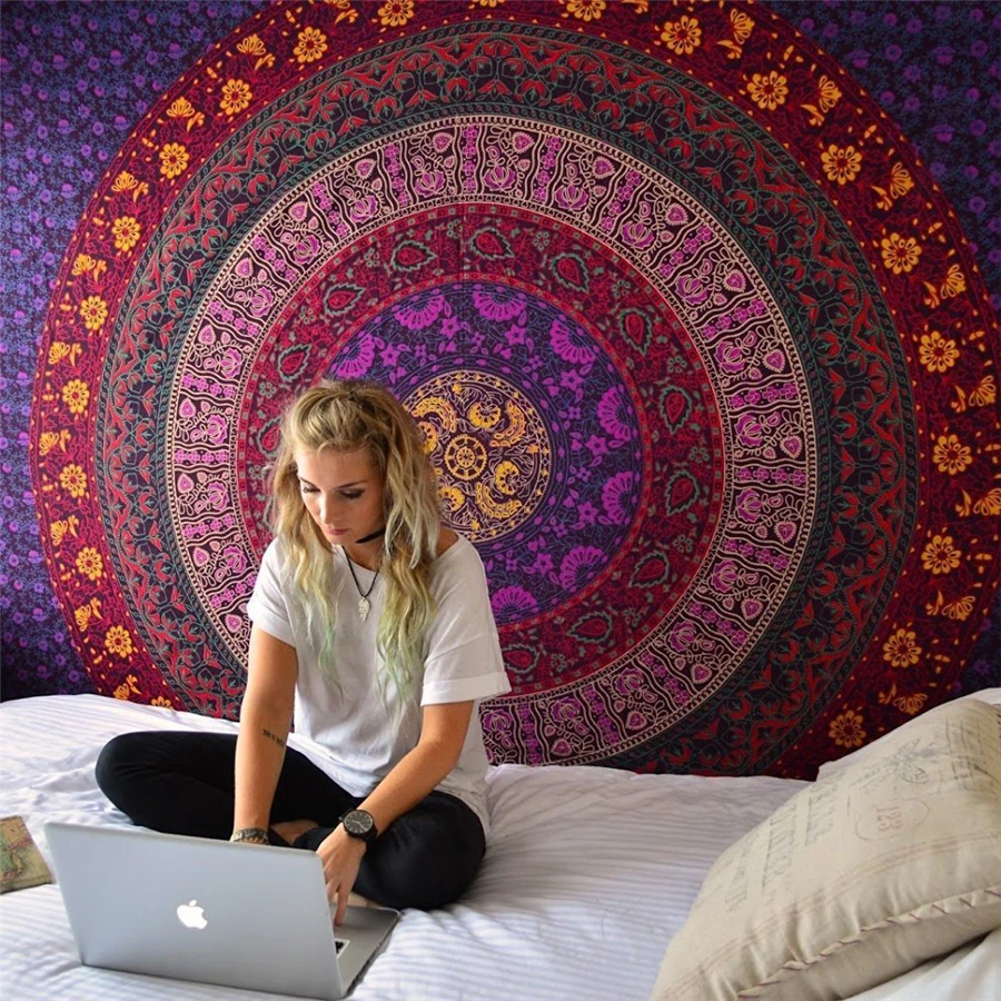 Настенный Гобелен мандалы в индийском стиле Декор для дома бохо хиппи