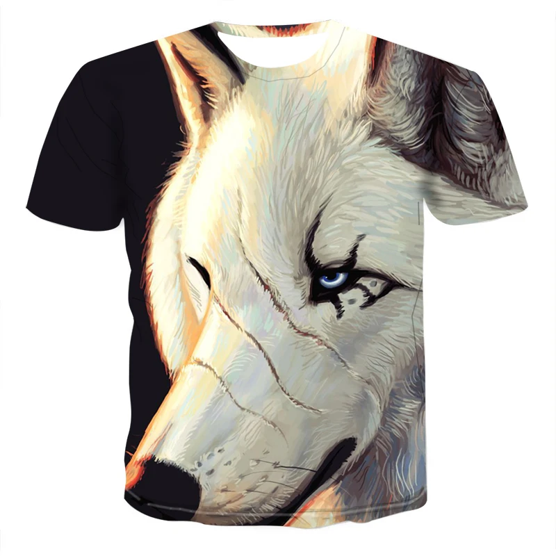 

2020 new Summer fashion T-shirt Men Streetwear Round Neck Short Sleeve Tees Funny Animal Male Clothes Casual Wolf 3D Print Tops