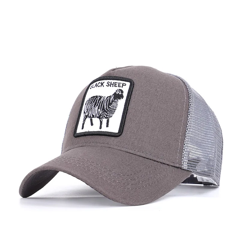 12-Gray-BlackSheep Модные Животные вышивка Бейсбол шапки Для мужчин Для женщин Snapback кепки, головной убор в хип-хоп стиле, летние Обувь с дышащей сеткой солнцезащитные кепки унисекс уличная кости - Цвет: 12-Gray-BlackSheep