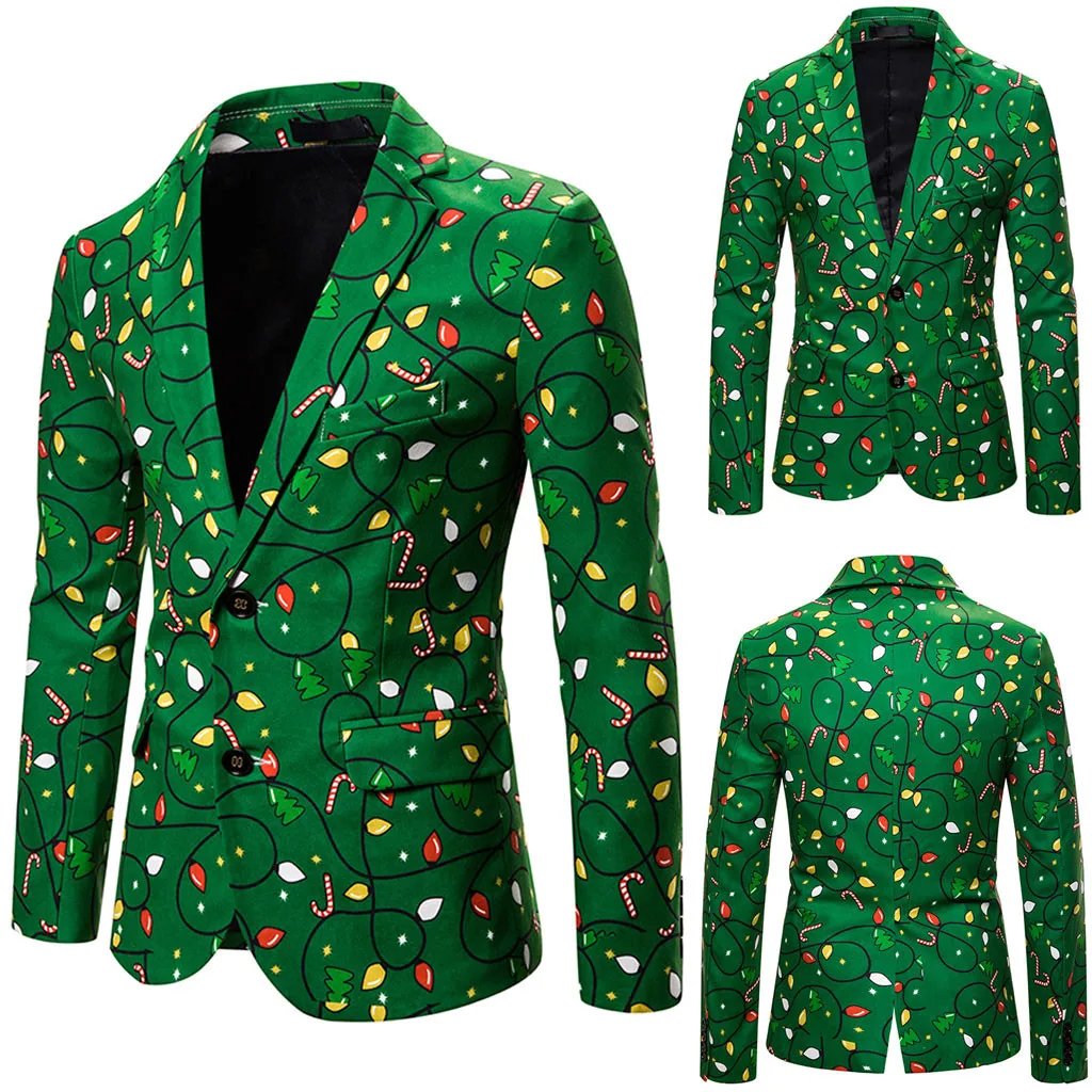 Мужской блейзер с рождественским принтом новинка 2019 мужской Модный повседневный